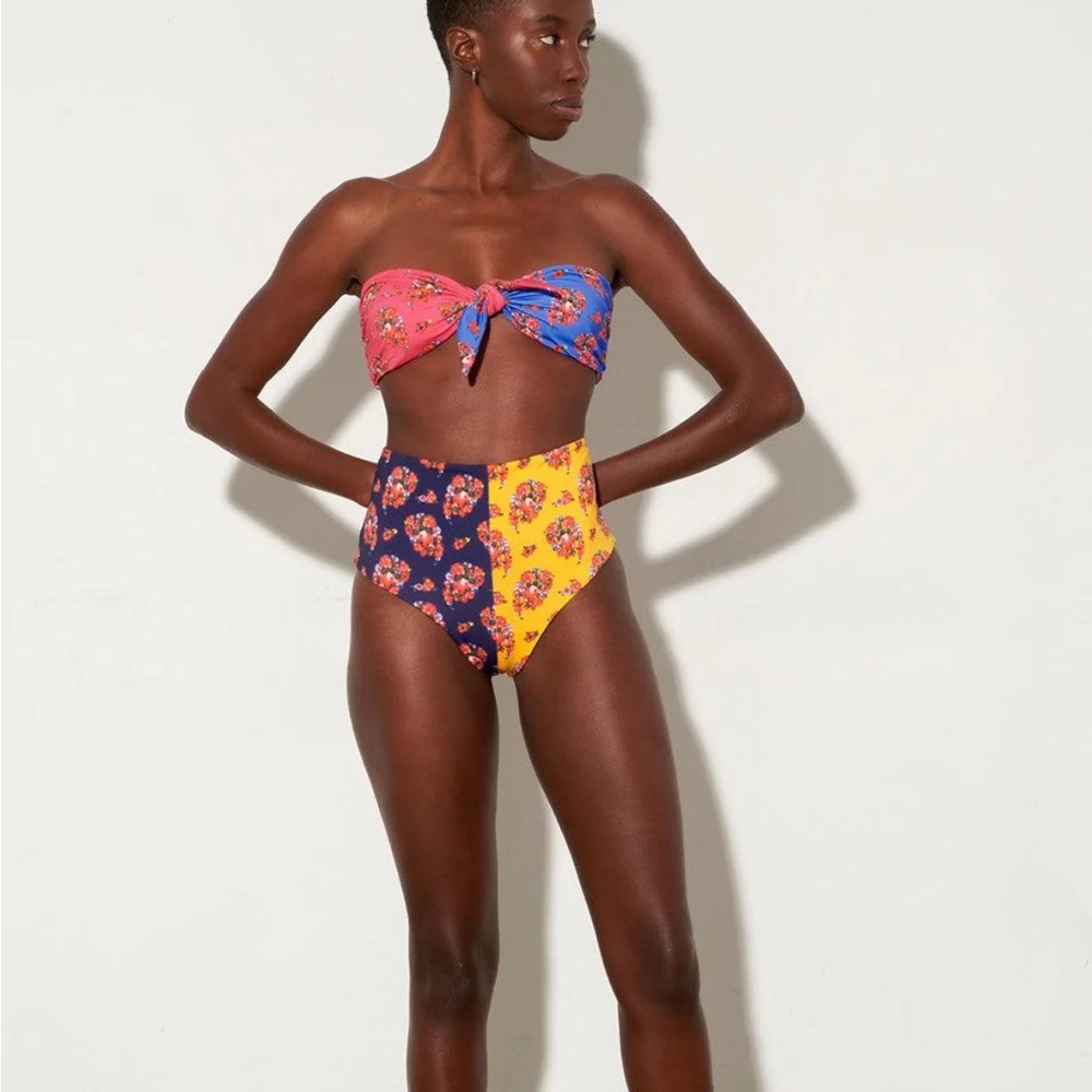 NWT Mara Hoffman Bikini Floral Colorblock Size XL Resort Boho